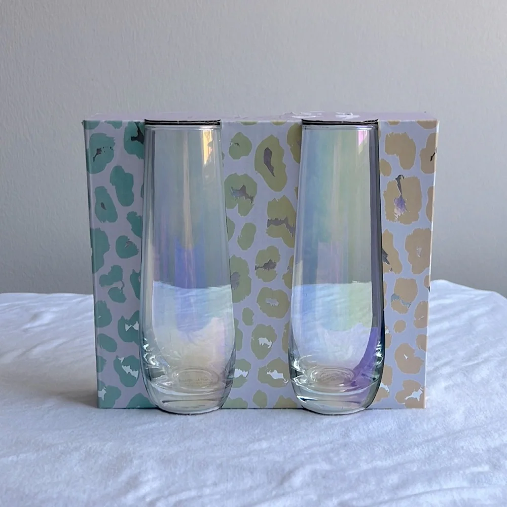 NIB Dwell Studio iridescent stemless champagne flutes